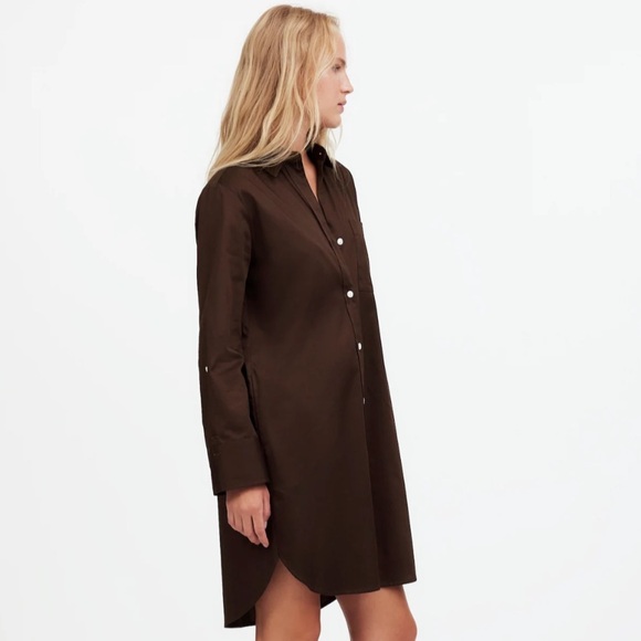 Madewell Y-Neck Relaxed Shirtdress in Dark Carob - Picture 2 of 8